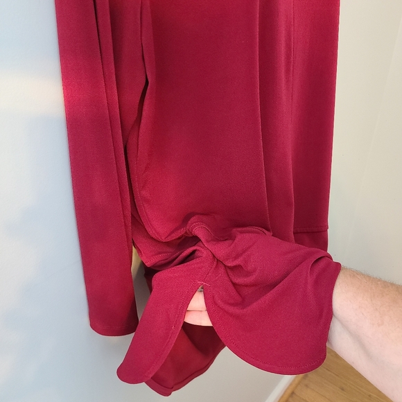 Lauren Ralph Lauren Red Tunic Womens XL 3/4 Sleeve Split Hem Key Neck Side Vents - Picture 5 of 8